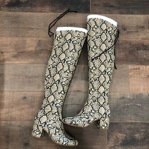Gianni Bini thigh high snake print boots